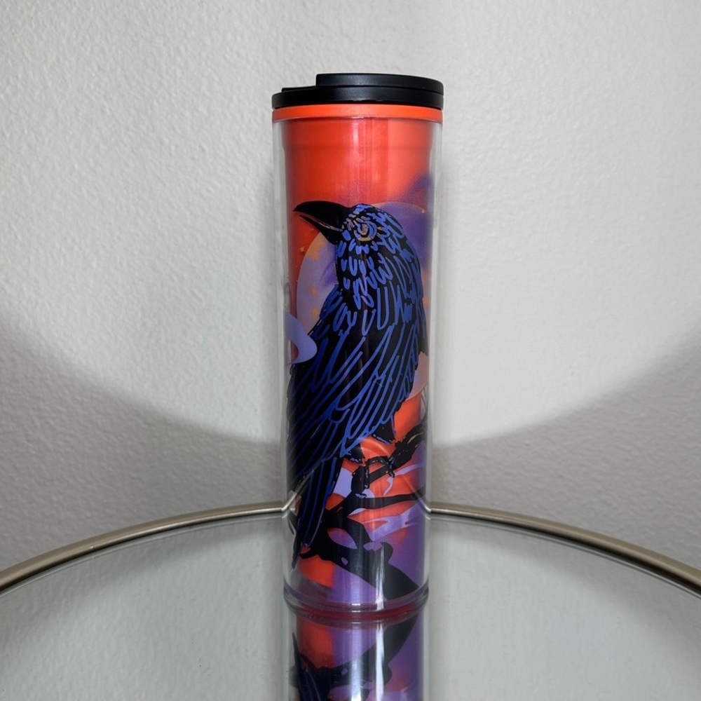 Starbucks Halloween Fall Campfire Raven Bird Water Bottle Tumbler